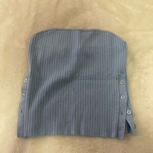 Zara light Blue Ribbed Strapless Top